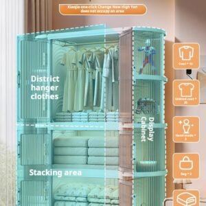 Simple wardrobe, home clothing storage cabinet, bedroom children's and adult wardrobe, storage cabinet, foldable for rental homes