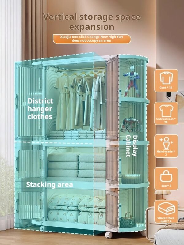 Simple wardrobe, home clothing storage cabinet, bedroom children's and adult wardrobe, storage cabinet, foldable for rental homes