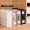 Special storage wardrobe for bed sheets and duvet covers, bedding set storage box, bed sheet and duvet cover storage box with viewing window (PACK OF 4)