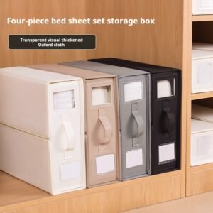 Special storage wardrobe for bed sheets and duvet covers, bedding set storage box, bed sheet and duvet cover storage box with viewing window (PACK OF 4)