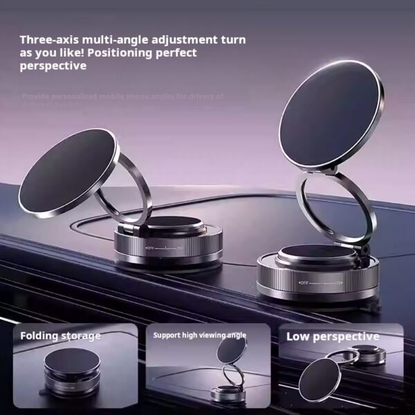 2025 New Vacuum Suction Magnetic Car Phone Holder Adheres to Center Console Anti-Shake Suction Cup - Image 2