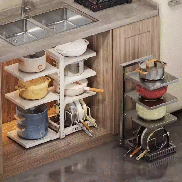 Kitchen storage rack, cookware storage rack, multi-functional multi-layer cabinet, sink, layered pot rack, storage - Image 2