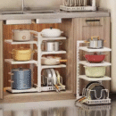 Kitchen storage rack, cookware storage rack, multi-functional multi-layer cabinet, sink, layered pot rack, storage