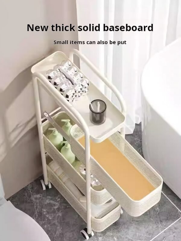 Narrow cabinet with drawers for bathroom, refrigerator, sofa, and toilet, integrated storage, bathroom gap storage rack - Image 2