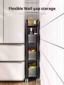 Narrow cabinet with drawers for bathroom, refrigerator, sofa, and toilet, integrated storage, bathroom gap storage rack