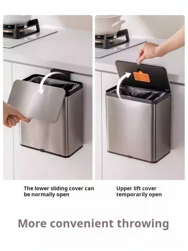 Kitchen Garbage Bin Home Kitchen 2025 New Model with Lid Wall-Mounted Specialized No-Bending Required - Image 2