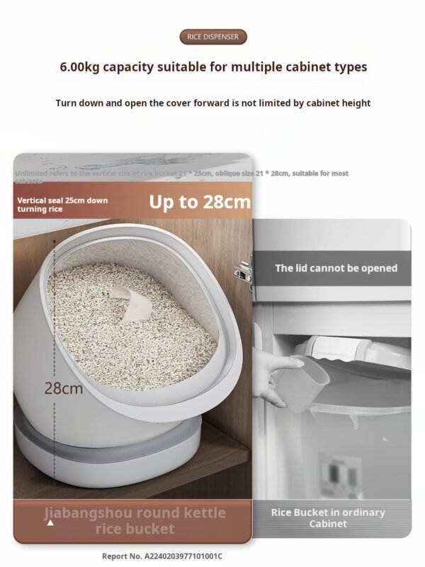 Kitchen cabinet rice bin, household insect-proof and moisture-proof storage container for grains, rice, flour, and other food items, food-grade sealed rice box. - Image 4