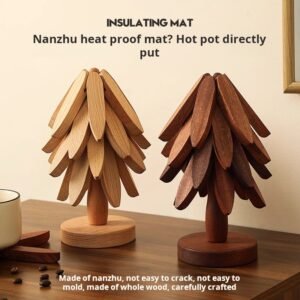 Solid Wood Insulated Placemat, Heat-Resistant Mat, Home Use High-Temperature Resistant Table Mat, Pot Mat, Cup Mat, Sand Pot Mat, Premium Quality (Pack of 3)