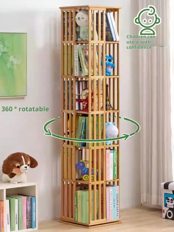 Rotating Bookcase Floor-standing Children's Storage Rack Bookcase Simple Baby Picture Book Storage Minimalist Home Use Student Multi-layer - Image 2
