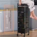 Kitchen rotating storage rack, home-use floor-standing multi-layer snack box, living room fruit and vegetable basket, small trolley storage rack, mobile