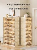 Storage Box Shoe Cabinet Shoe Rack Transparent Household Doorway Dustproof Plastic No Installation Required One-piece Simple Cream Style